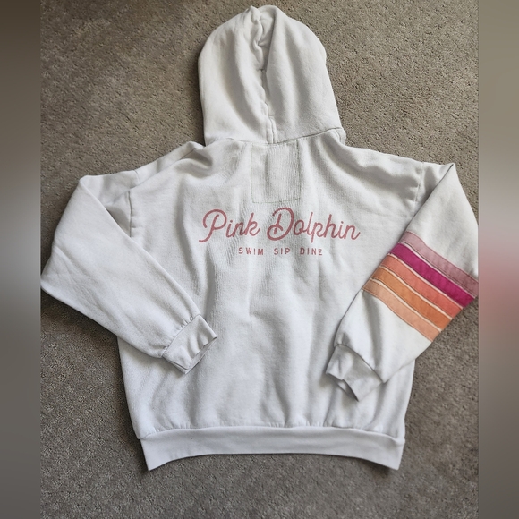 Aviator Nation Tops - Aviator Nation Pink Dolphin 5 Stripe Stitch Zip Hoodie Size M Unisex